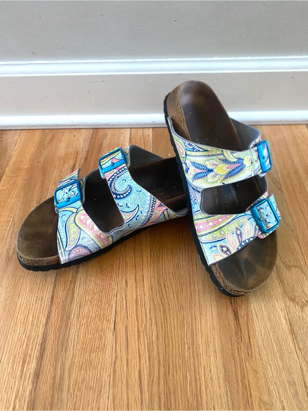 Birkenstock Papillio Arizona Sandals Paisley Blue Pink Size 41 US 8